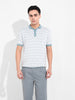 Men's White Slim Fit Textured Flat Knit T-Shirt