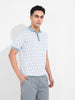 Men's White Slim Fit Textured Flat Knit T-Shirt
