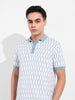 Men's White Slim Fit Textured Flat Knit T-Shirt