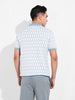 Men's White Slim Fit Textured Flat Knit T-Shirt