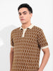 Men's Brown Slim Fit Textured Flat Knit T-Shirt