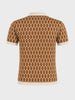 Men's Brown Slim Fit Printed Flat Knit Polo T-Shirt