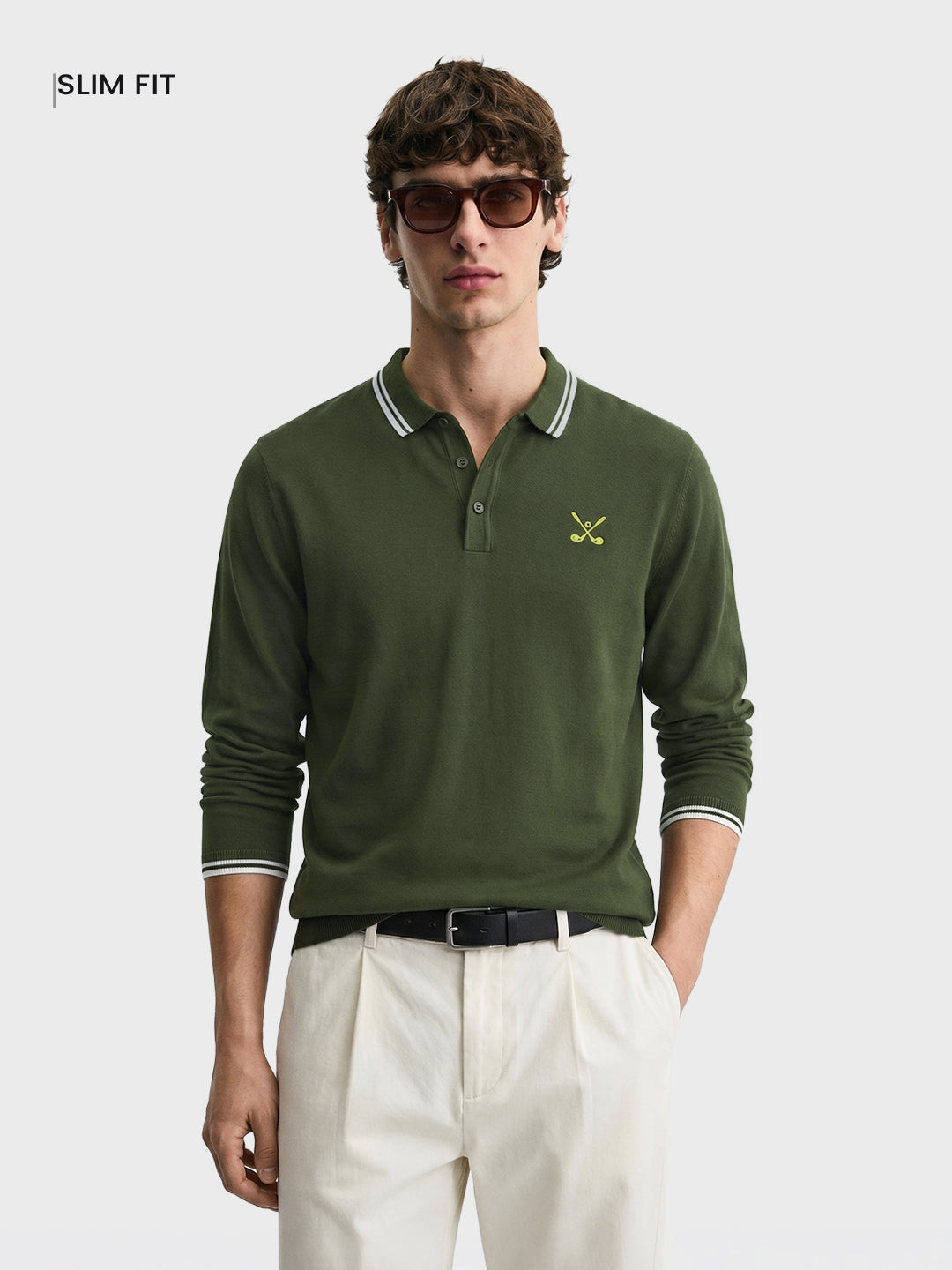 Men's Olive Slim Fit Textured Flat Knit T-Shirt