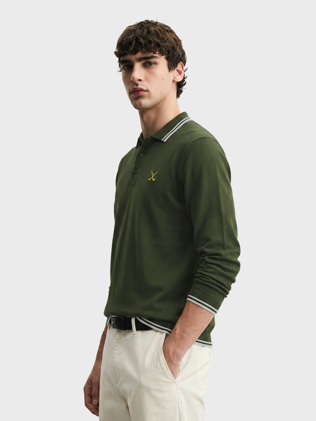 Men's Olive Slim Fit Textured Flat Knit T-Shirt