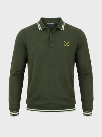 Men's Olive Slim Fit Solid Polo T-Shirt