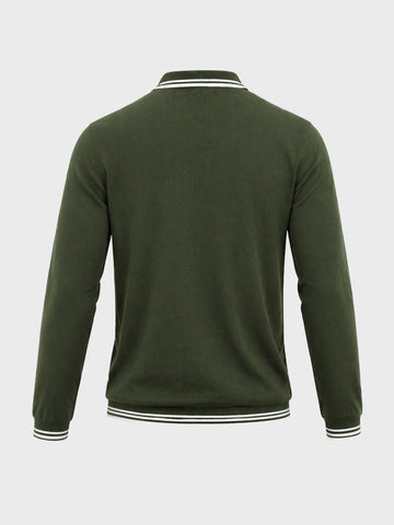 Men's Olive Slim Fit Solid Polo T-Shirt