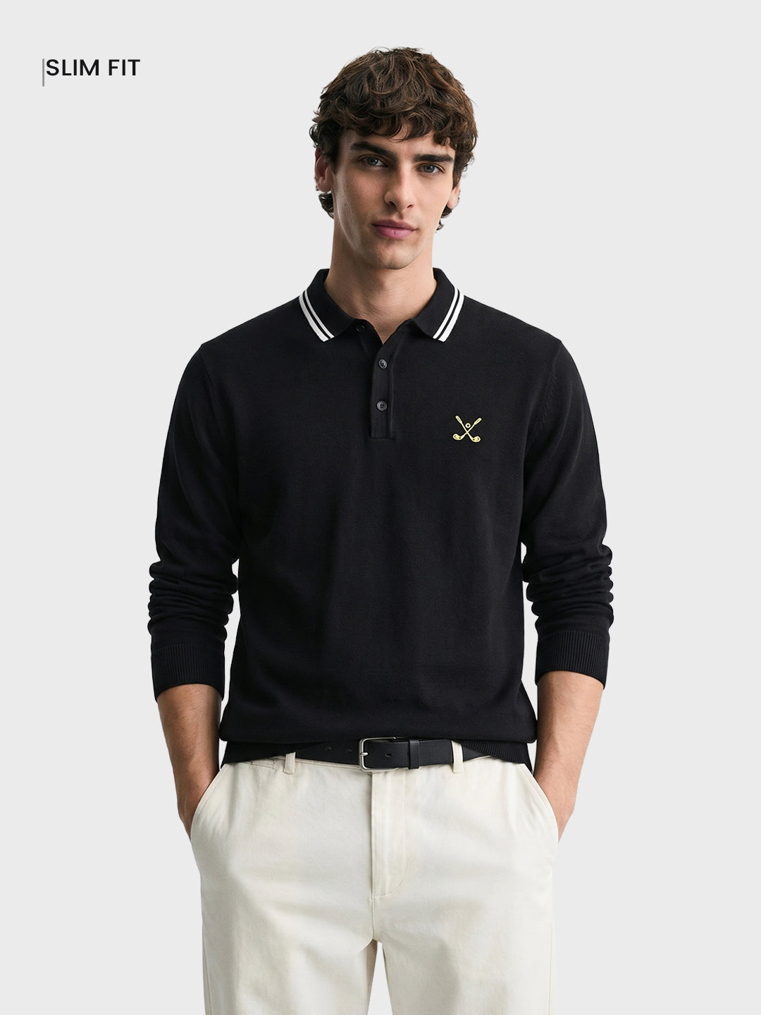 Men's Black Slim Fit Textured Flat Knit T-Shirt