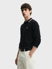 Men's Black Slim Fit Textured Flat Knit T-Shirt