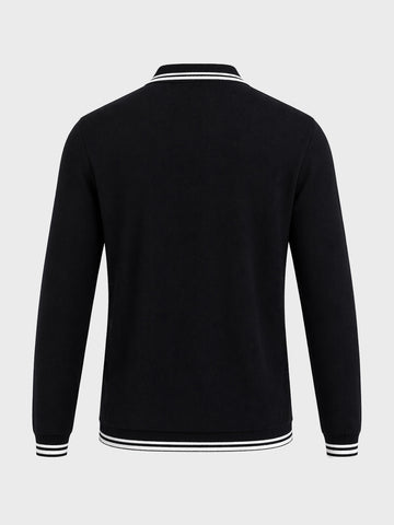 Men's Black Slim Fit Textured Flat Knit T-Shirt