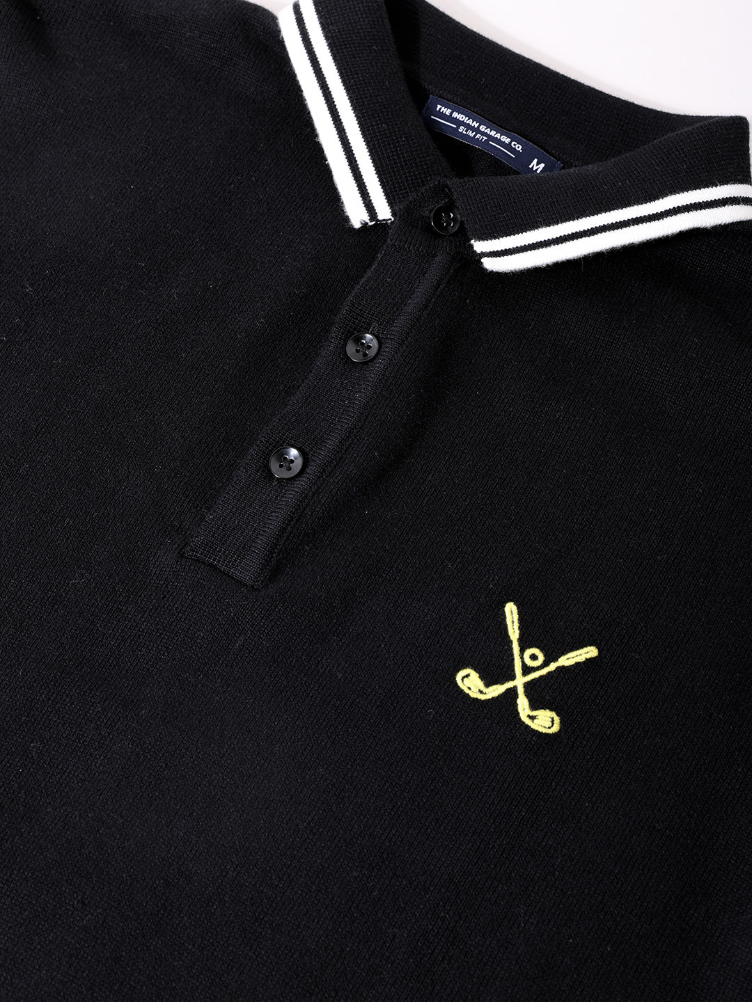 Men's Black Slim Fit Textured Flat Knit T-Shirt