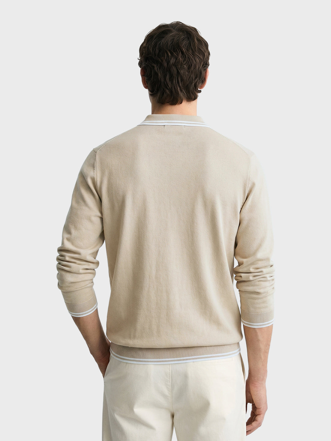 Men's Beige Slim Fit Textured Flat Knit T-Shirt