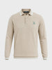 Men's Beige Slim Fit Textured Flat Knit Polo T-Shirt