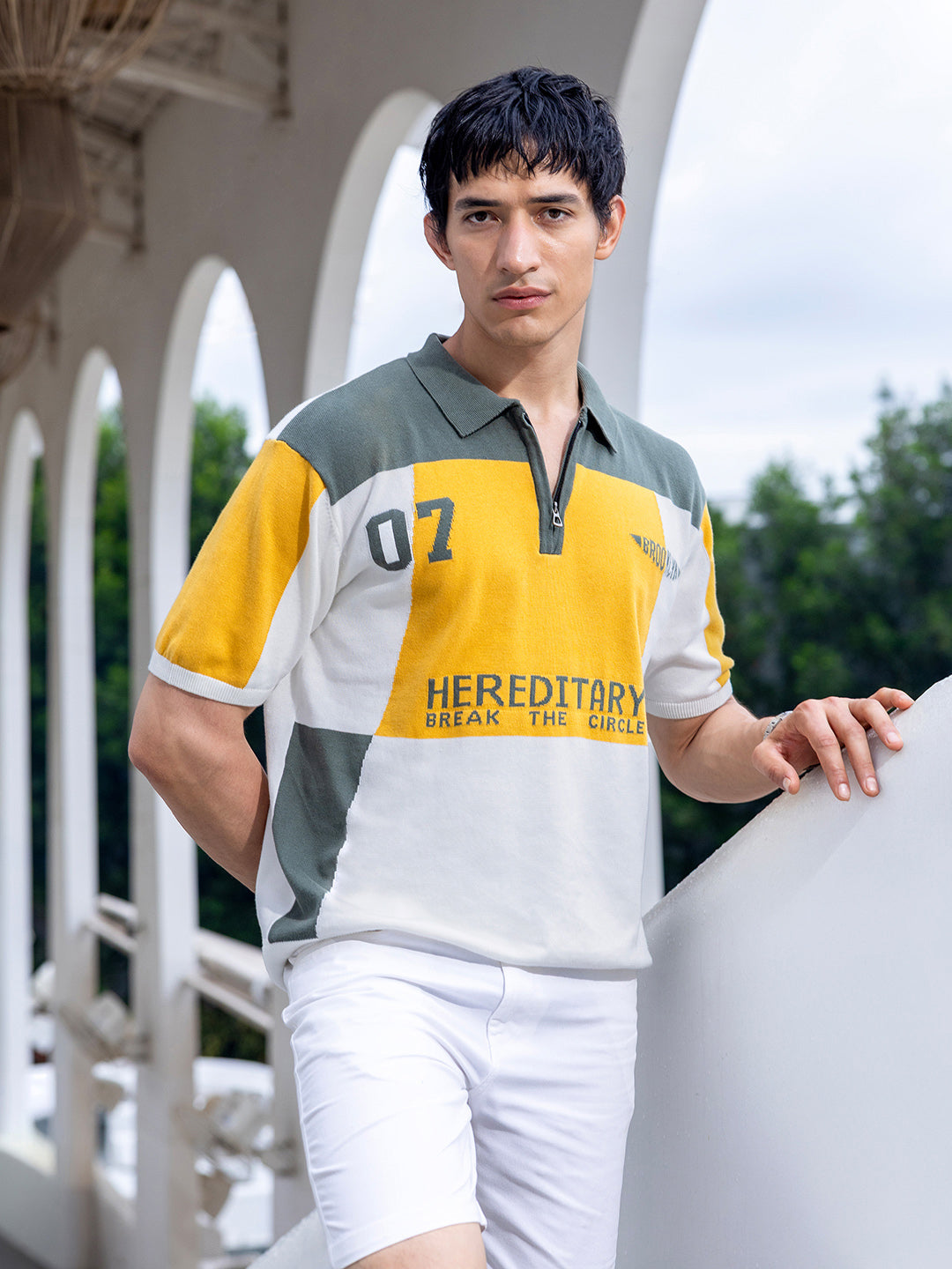 Men's Optic White Oversized Fit Solid Flat Knit T-Shirt