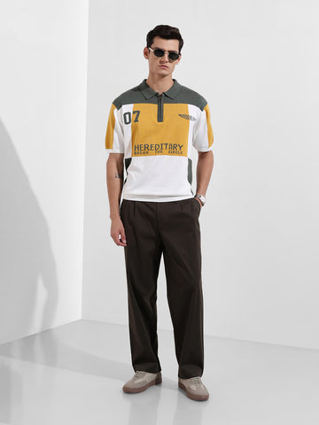 Men's Optic White Oversized Fit Solid Flat Knit T-Shirt