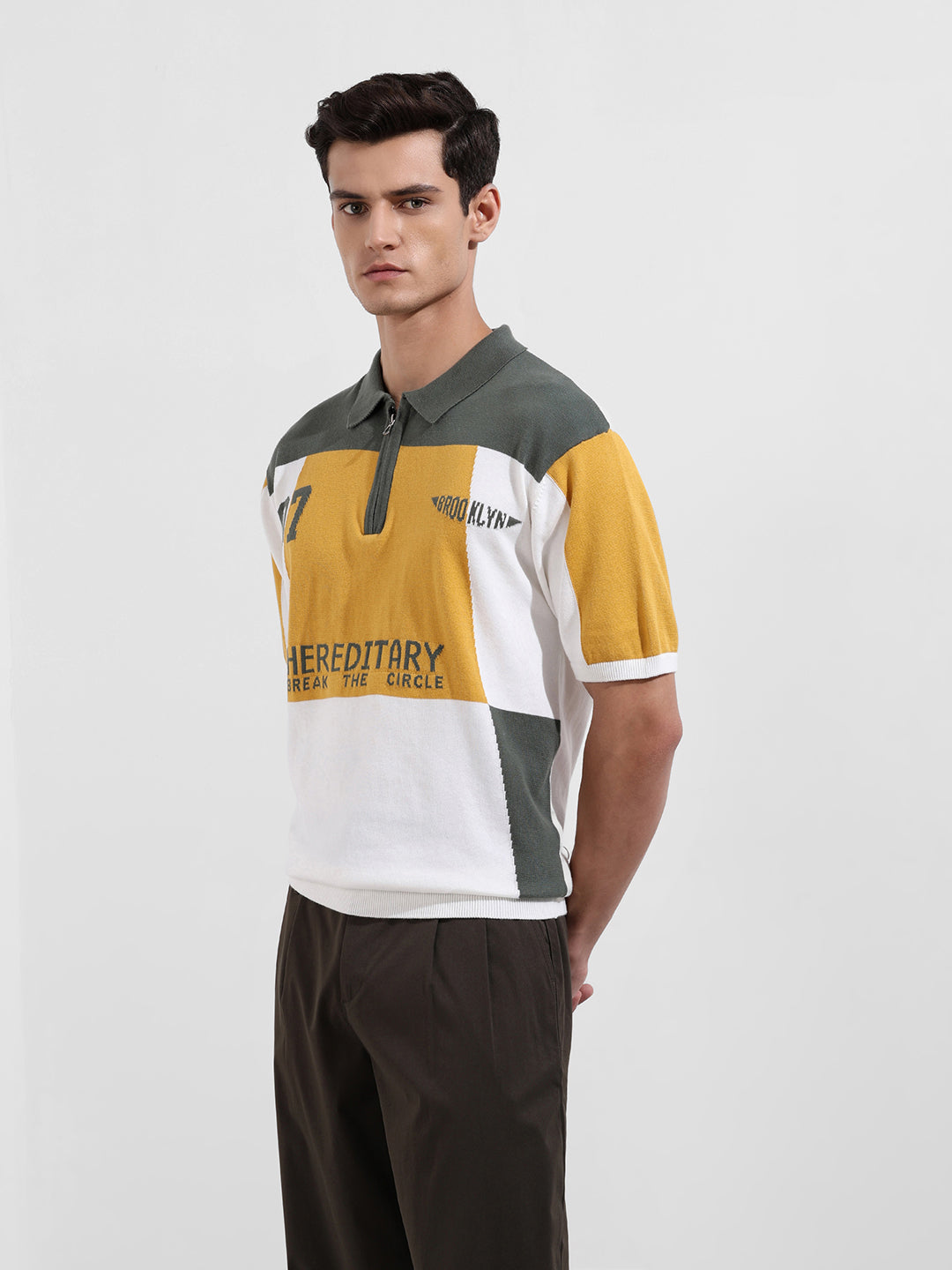 Men's Optic White Oversized Fit Solid Flat Knit T-Shirt