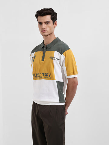 Men's Optic White Oversized Fit Solid Flat Knit T-Shirt