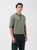 Men's Green Oversized Fit Textured Flat Knit Polo Collar T-Shirt