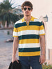 Men's Yellow Oversized Fit Colourblocked Flat Knit Polo T-Shirt