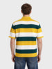 Men's Yellow Oversized Fit Colourblocked Flat Knit Polo T-Shirt