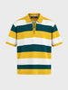 Men's Yellow Oversized Fit Colourblocked Flat Knit Polo T-Shirt