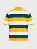 Men's Yellow Oversized Fit Colourblocked Flat Knit Polo T-Shirt
