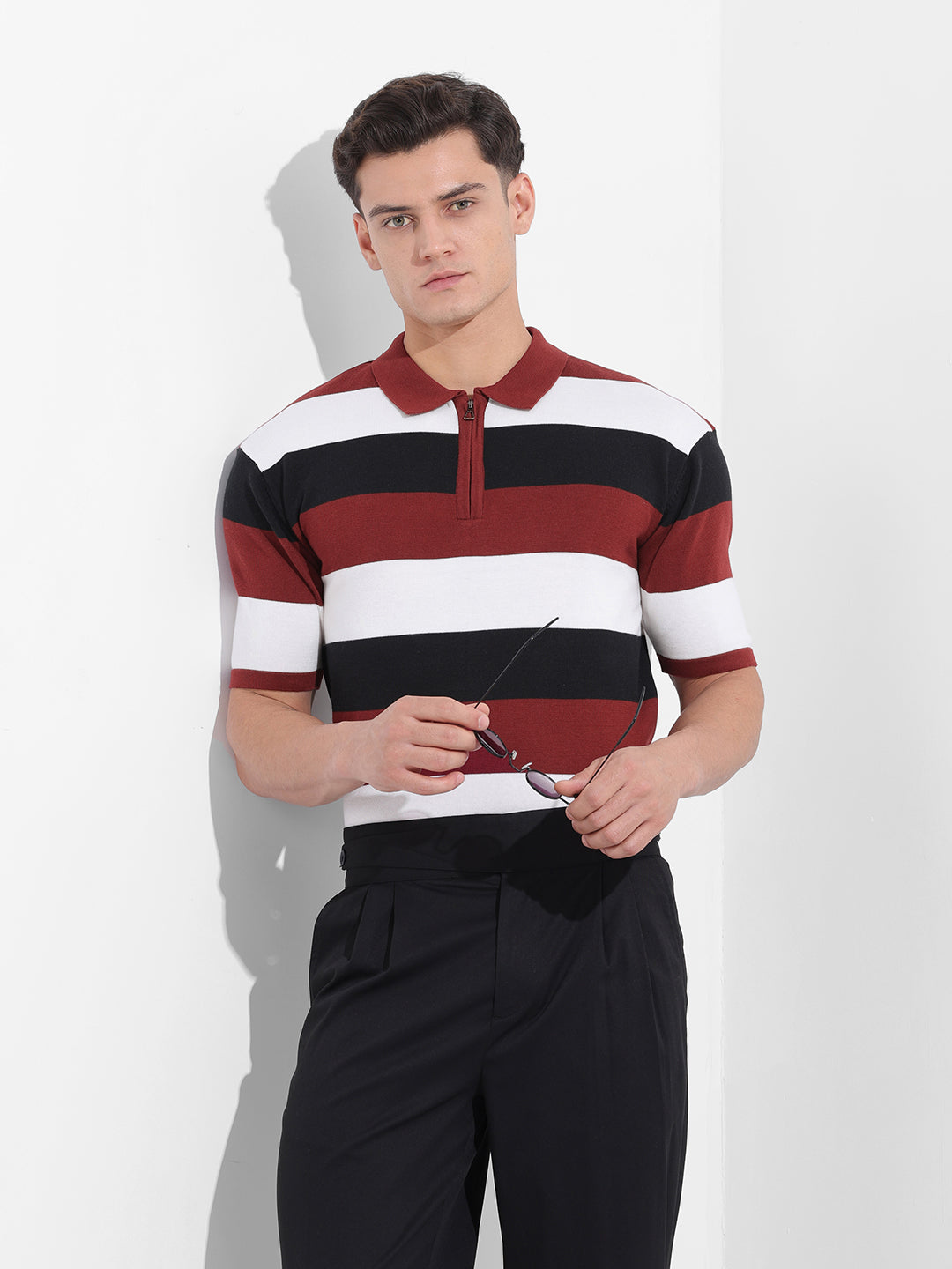 Men's Black Oversized Fit Polo Power T-Shirt