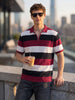 Men's Black Oversized Fit Colourblocked Flat Knit Polo T-Shirt