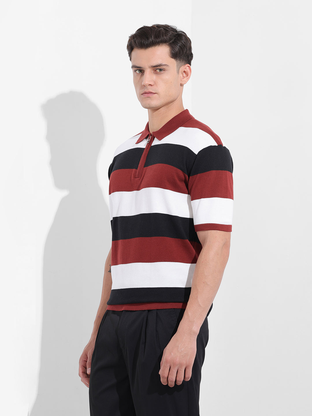 Men's Black Oversized Fit Polo Power T-Shirt