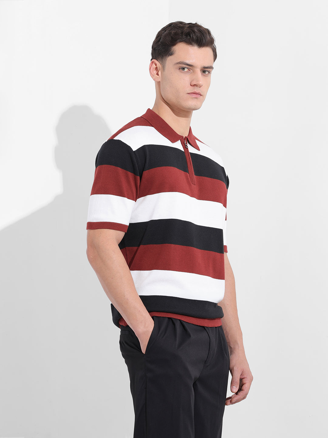 Men's Black Oversized Fit Polo Power T-Shirt