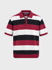 Men's Black Oversized Fit Colourblocked Flat Knit Polo T-Shirt