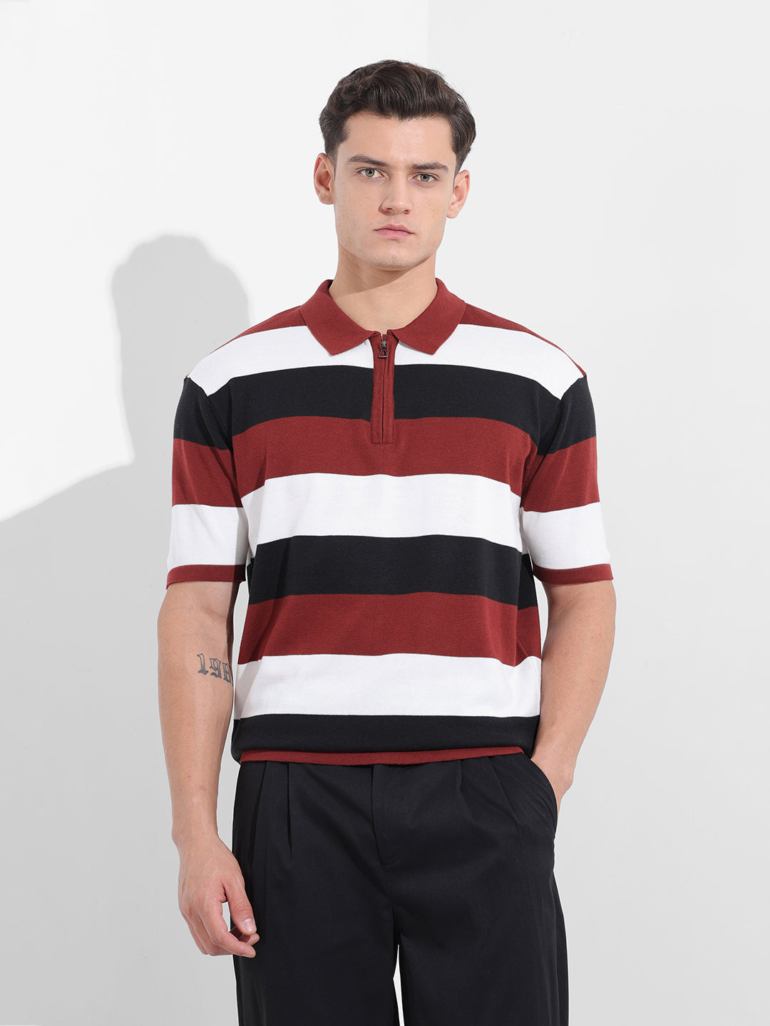 Men's Black Oversized Fit Polo Power T-Shirt