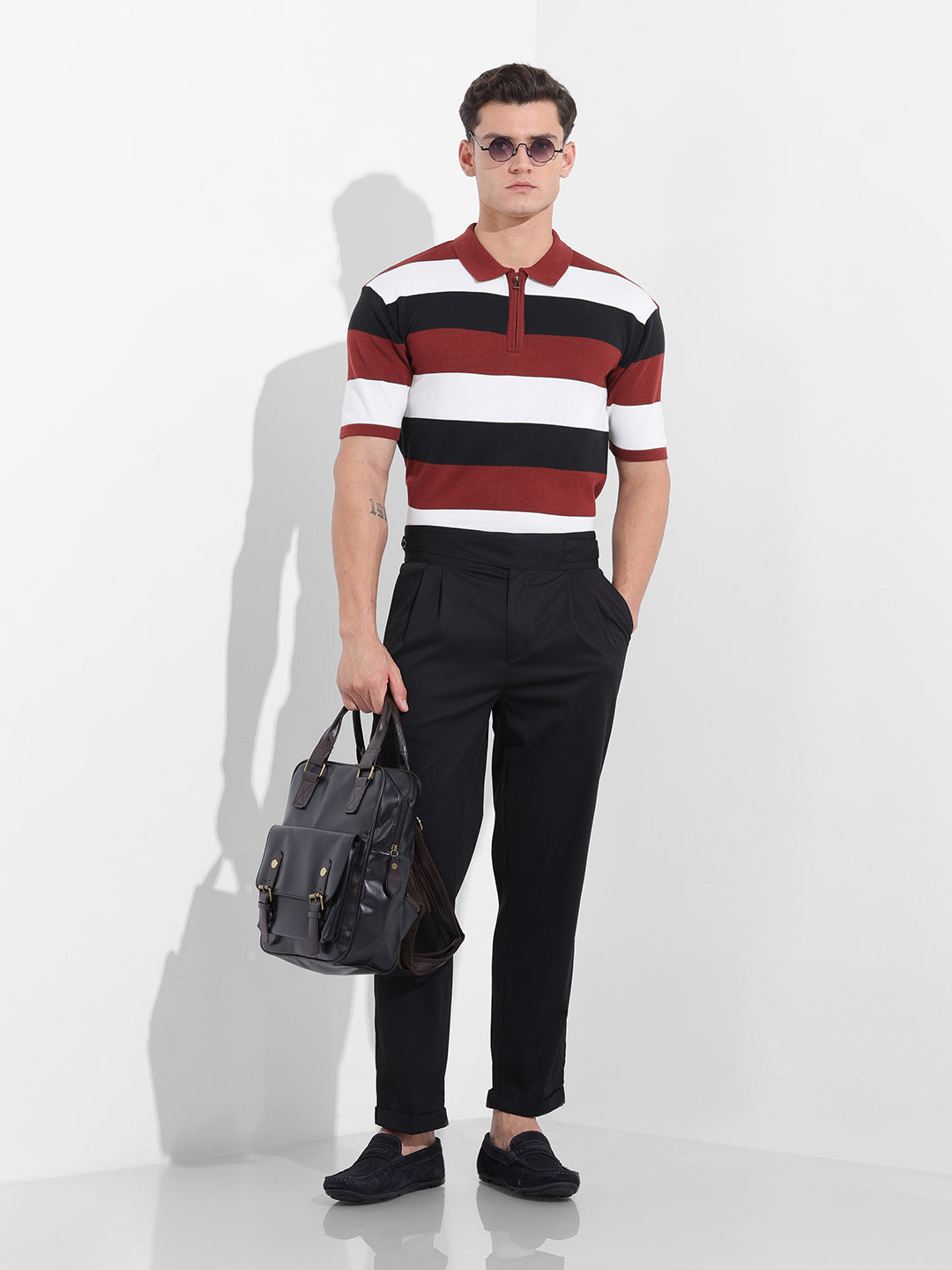 Men's Black Oversized Fit Polo Power T-Shirt