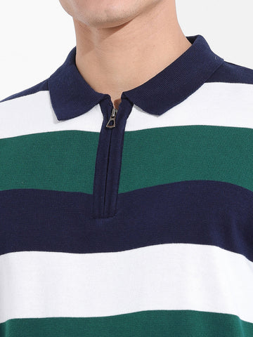 Men's Blue Oversized Fit Polo Power T-Shirt