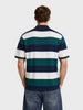 Men's Navy Blue Oversized Fit Colourblocked Flat Knit Polo T-Shirt