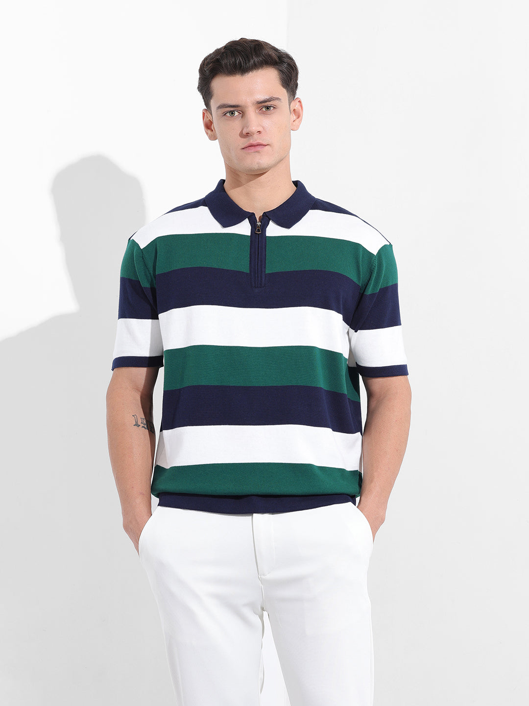 Men's Blue Oversized Fit Polo Power T-Shirt