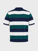 Men's Navy Blue Oversized Fit Colourblocked Flat Knit Polo T-Shirt