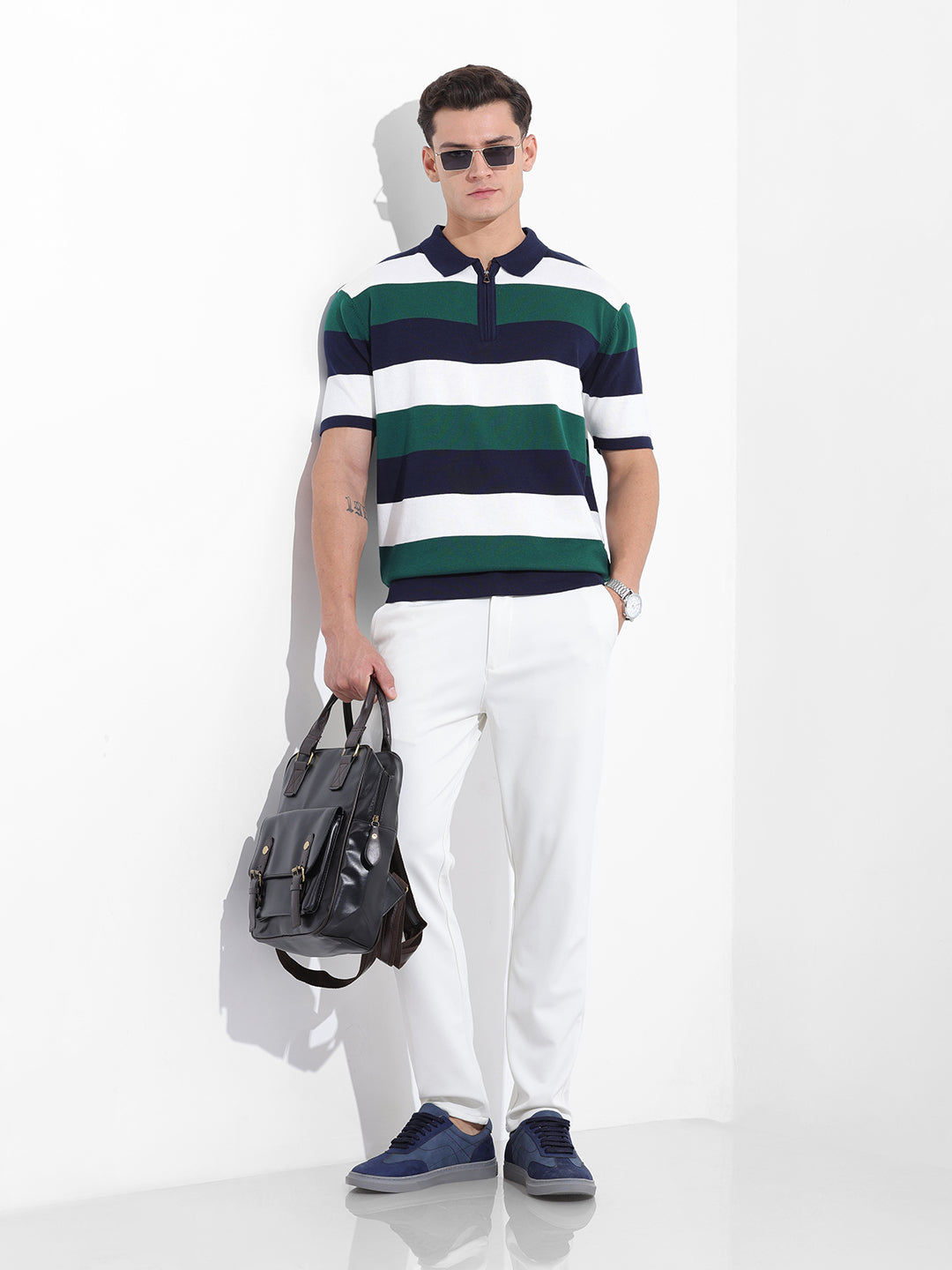 Men's Blue Oversized Fit Polo Power T-Shirt