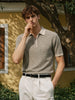 Men's Black Slim Fit Solid Flat Knit Polo T-Shirt