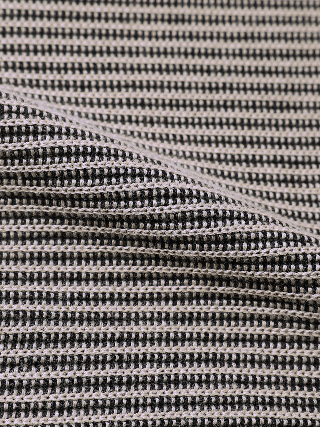 Men's Black Slim Fit Textured Flat Knit Polo Collar T-Shirt