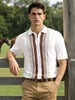Men's White Slim Fit Colourblocked Flat Knit T-Shirt
