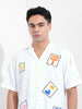 Men's White Relaxed Fit Embroided Resort Wear Shirt