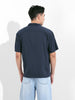 Men's Navy Blue Relaxed Fit Embroided Resort Wear Shirt