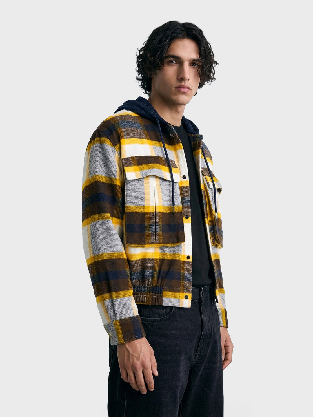 Men's Brown Boxy Fit Checked Casual Shirt