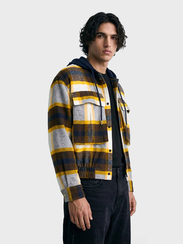 Men's Brown Boxy Fit Checked Casual Shirt
