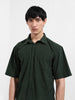 Men's Green Boxy Fit Embroided Street Wear Shirt