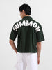 Men's Green Boxy Fit Embroided Street Wear Shirt