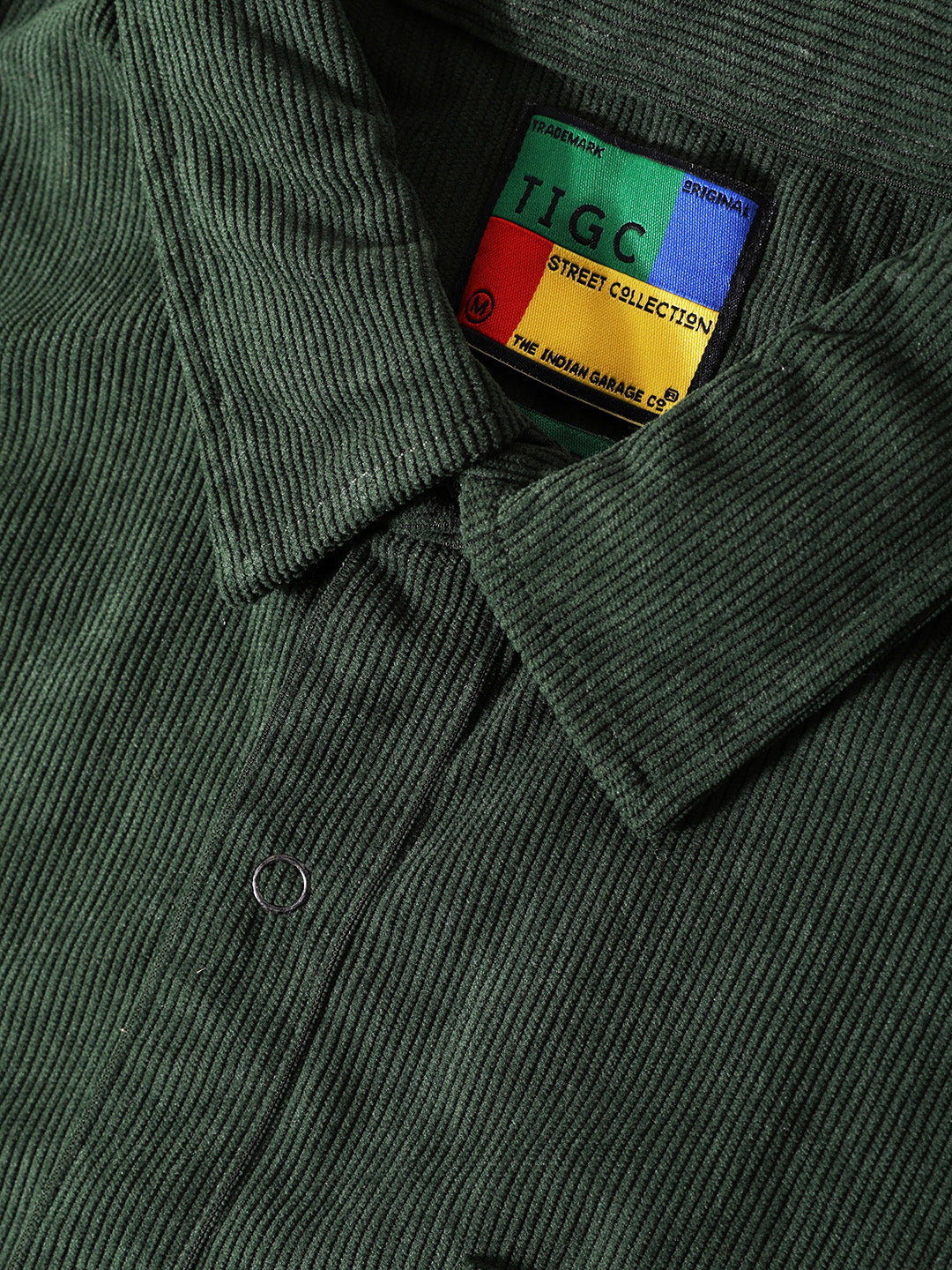 Men's Green Boxy Fit Embroided Street Wear Shirt