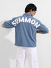 Men's Blue Boxy Fit Embroided Street Wear Shirt