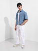 Men's Blue Boxy Fit Embroided Street Wear Shirt