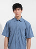 Men's Blue Boxy Fit Embroided Street Wear Shirt